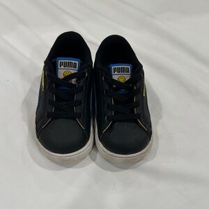 Puma Kids Black Sneakers with Blue and Yellow Details